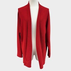 Eileen Fisher Cardigan Womens 2X Red Crepe Viscose Open Front Stretch Minimalist